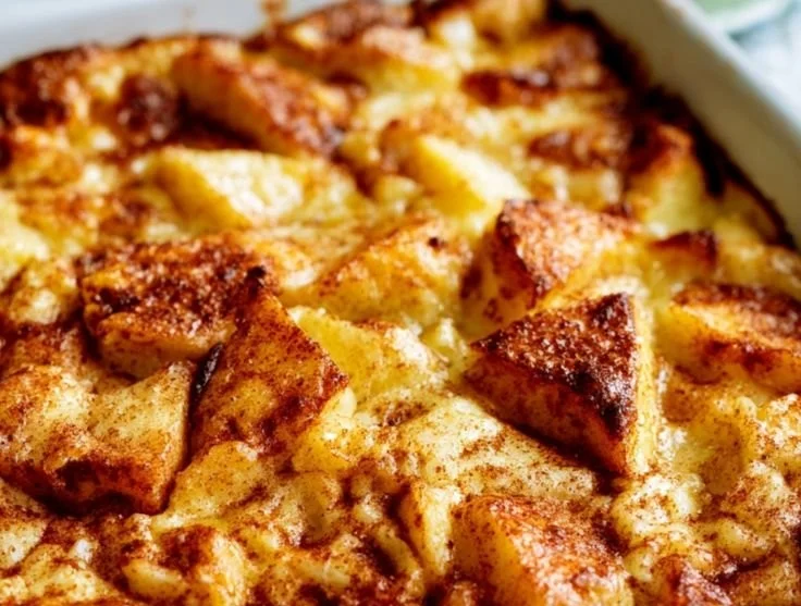 Delicious Apple Cinnamon Cottage Cheese Bake served in a dish