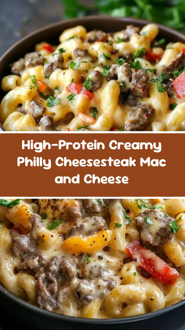High-Protein Creamy Philly Cheesesteak Mac and Cheese