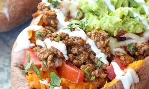 Taco Stuffed Sweet Potatoes | Receita | Receitas, Receitas vegetarianas, Receitas culinárias saudáveis
