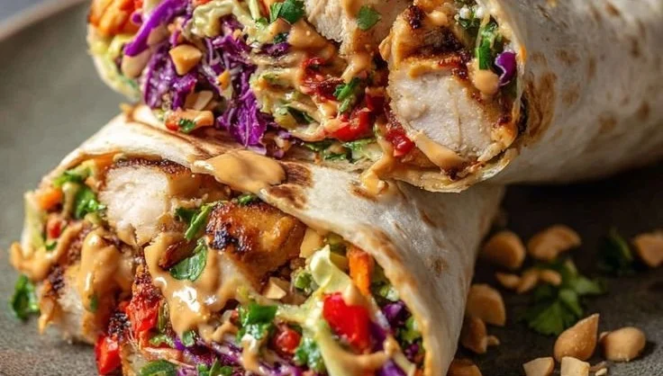 Thai Chicken Wrap with Crunchy Asian Slaw